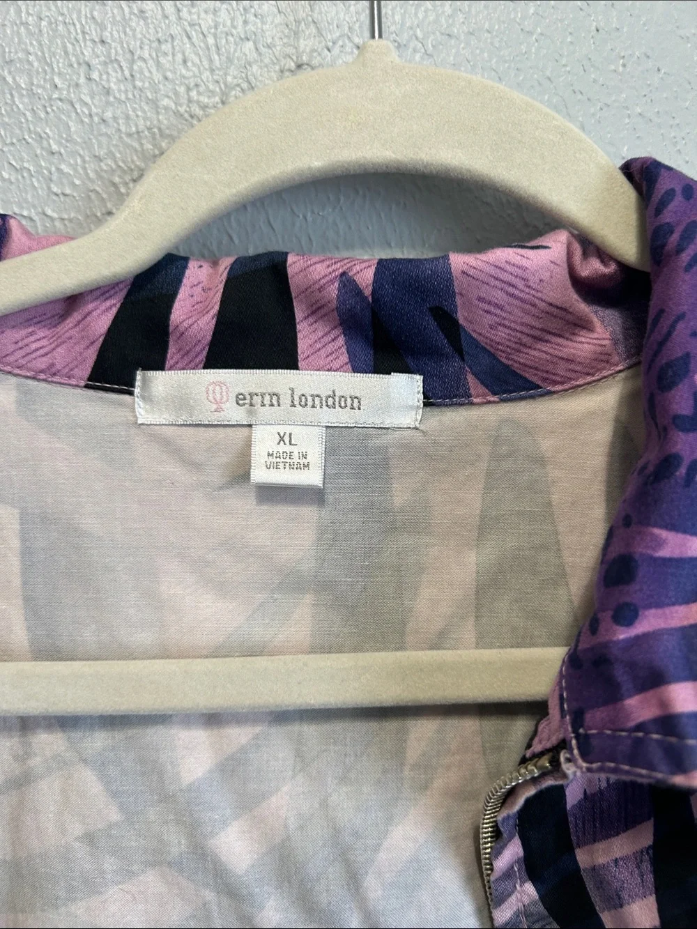 Erin london Purple & Pink Abstract Zip-Front Bomber Jacket Size XL